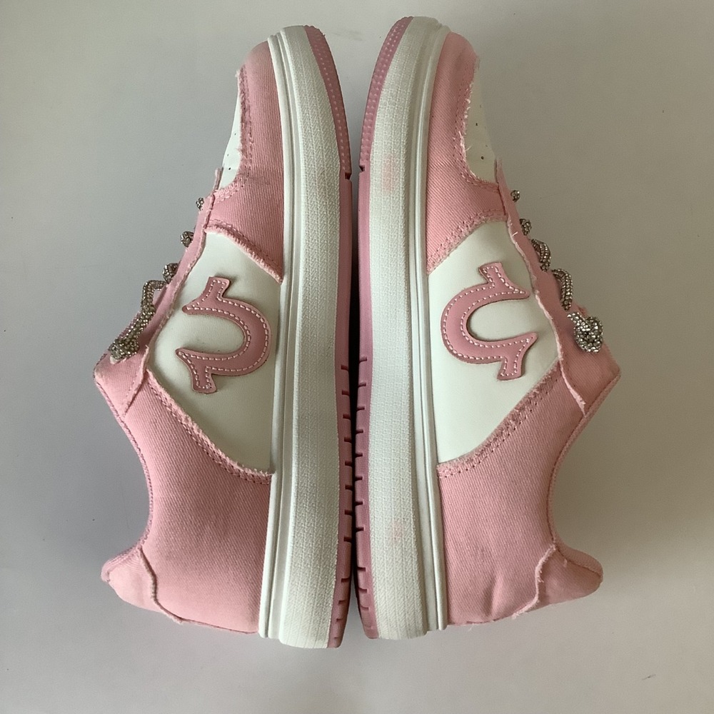 True Religion Allison Sneaker Rhinestone Sparkle Laces Pink White Womens Size 7M - Picture 7 of 16